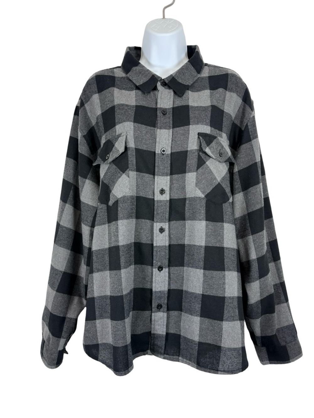 RSQ Black Gray Plaid Flannel Shirt XX-Large Button Front Oversized Streetwear